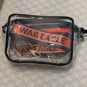 University of Auburn Clear Crossbody Bag with Orange and Blue Strap